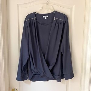 Draped Calvin Klein Blouse with Zipper Detail